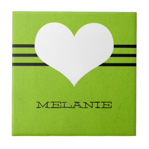 Green Modern Heart Tile Fliese