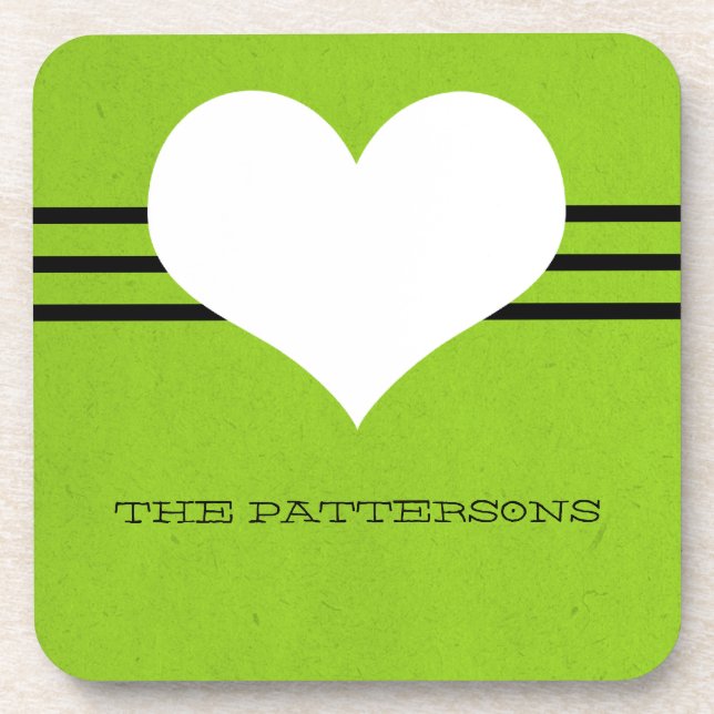 Green Modern Heart Untersetzer Set (Vorderseite)