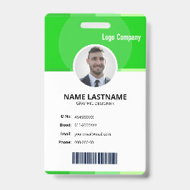 Green Modern ID Identification Card Photo Badge Ausweis