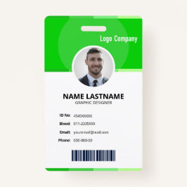Green Modern ID Identification Card Photo Badge Ausweis