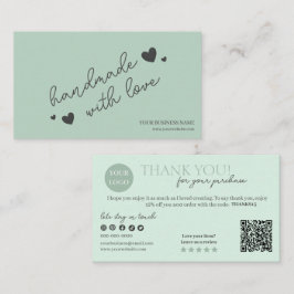 Green Modern Script QR Code, vielen Dank Visitenkarte