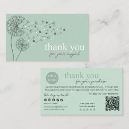 Green Modern Script QR Code, vielen Dank Visitenkarte