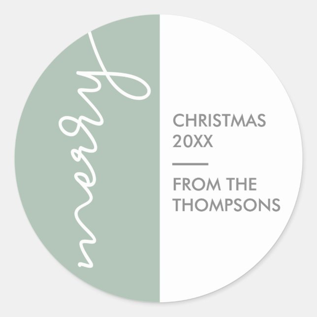 Green Modern Simple Frohe Weihnachtsschrift Runder Aufkleber (Vorderseite)