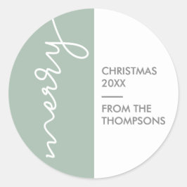 Green Modern Simple Frohe Weihnachtsschrift Runder Aufkleber