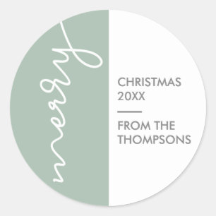 Green Modern Simple Frohe Weihnachtsschrift Runder Aufkleber