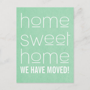 Green Modern Zuhause Sweet Zuhause Postcard Ankündigungspostkarte