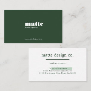 Green Modernes Elegantes Minimalistisches Berufl Visitenkarte