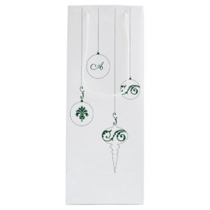 Green Monogram Bauble Weihnachtsschmuck Geschenktüte Für Weinflaschen