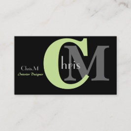 Green Monogram Business Cards Visitenkarte