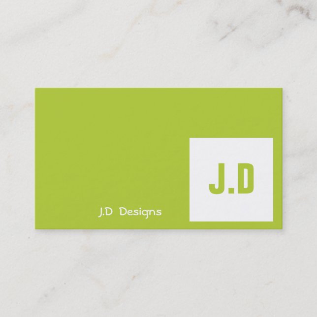 Green Monogram Business Cards Visitenkarte (Vorderseite)
