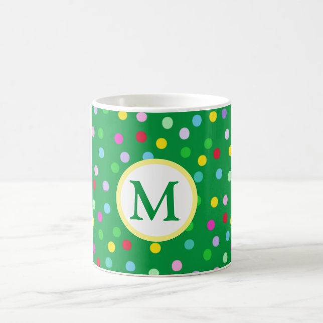 Green Monogram Christmas Coffee Tasse (Mittel)