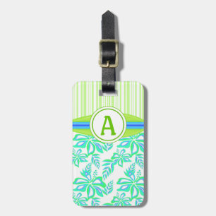 Green Monogram Hibiskus Blume Tropical Beach Gepäckanhänger