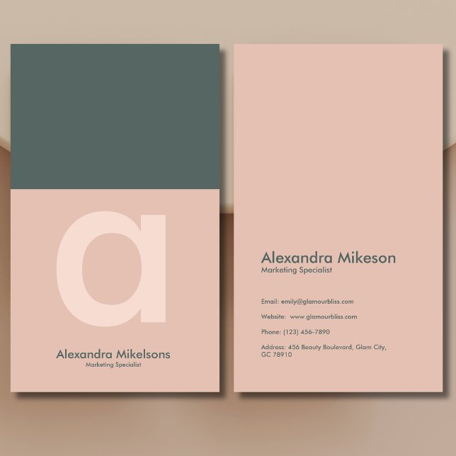 Green Monogram Minimalist Modern Professional Visitenkarte (Von Creator hochgeladen)