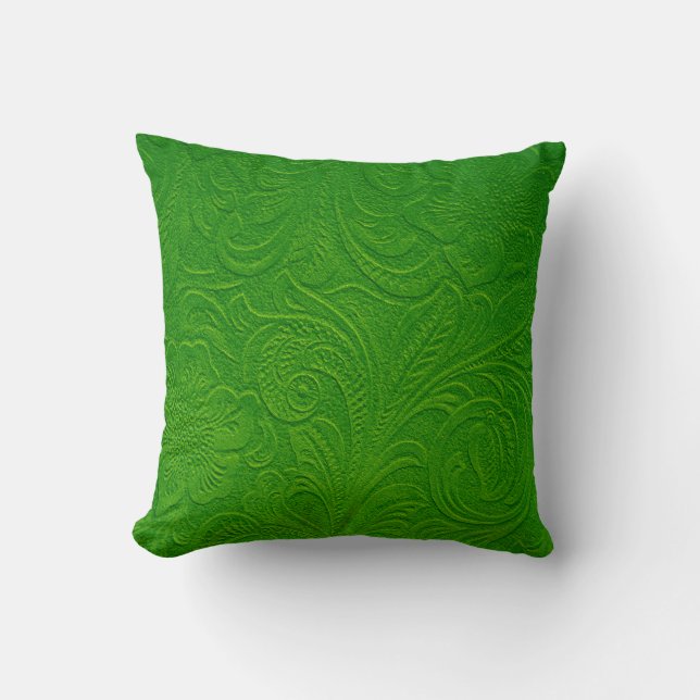 Green Monotones Floral Sweet Leather Look Kissen (Vorderseite)