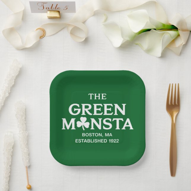 Green Monsta Boston Green Monstah Baseball Geschen Pappteller (Hochzeit)