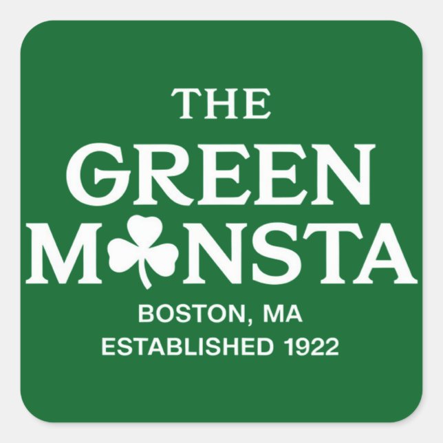 Green Monsta Boston Green Monstah Baseball Geschen Quadratischer Aufkleber (Vorderseite)