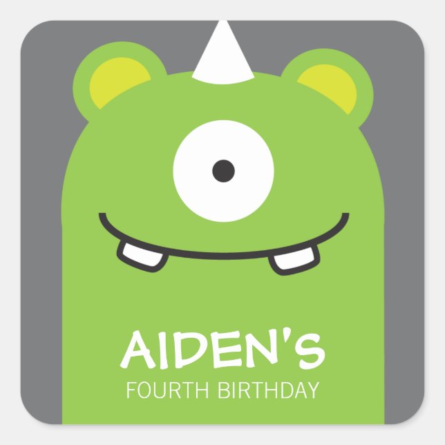 Green Monster Birthday Sticker (Vorderseite)