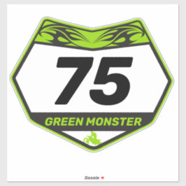 GREEN MONSTER Dirtbike Nummernschild Vinyl Sticker