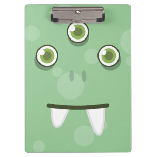 Green Monster Face Clip Board Klemmbrett