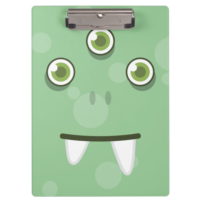 Green Monster Face Clip Board Klemmbrett (Vorderseite)