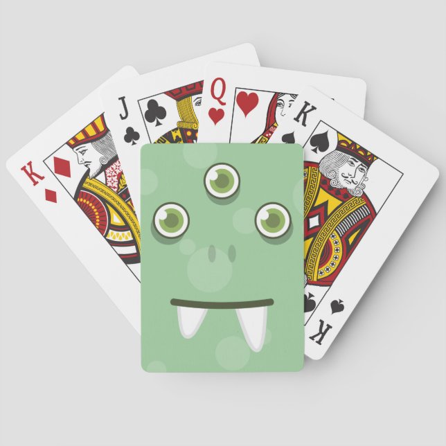 Green Monster Face Spielkarten (Rückseite)