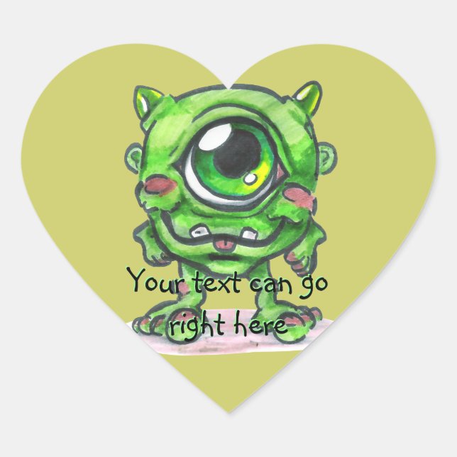 Green Monster Heart Stickers (Vorderseite)
