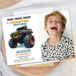 Green Monster Truck Invitations Anniversaire Photo