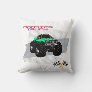Green Monster Truck Square Kissen