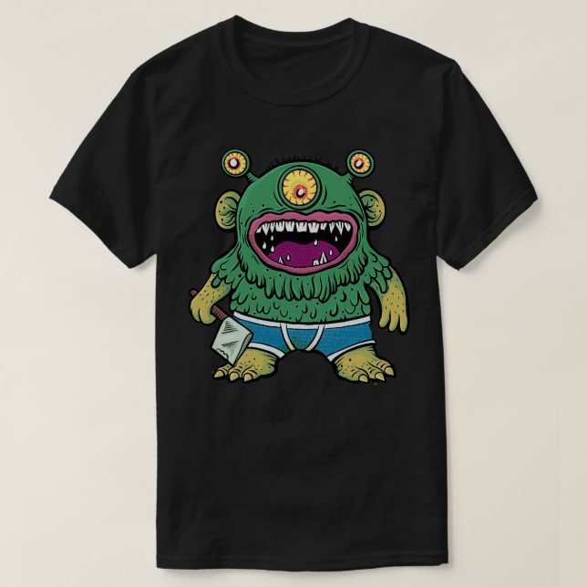 Green Monster with axe T-Shirt (Design vorne)
