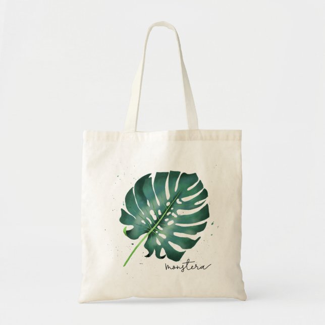 Green Monstera Leaf Botanical Tragetasche (Vorne)