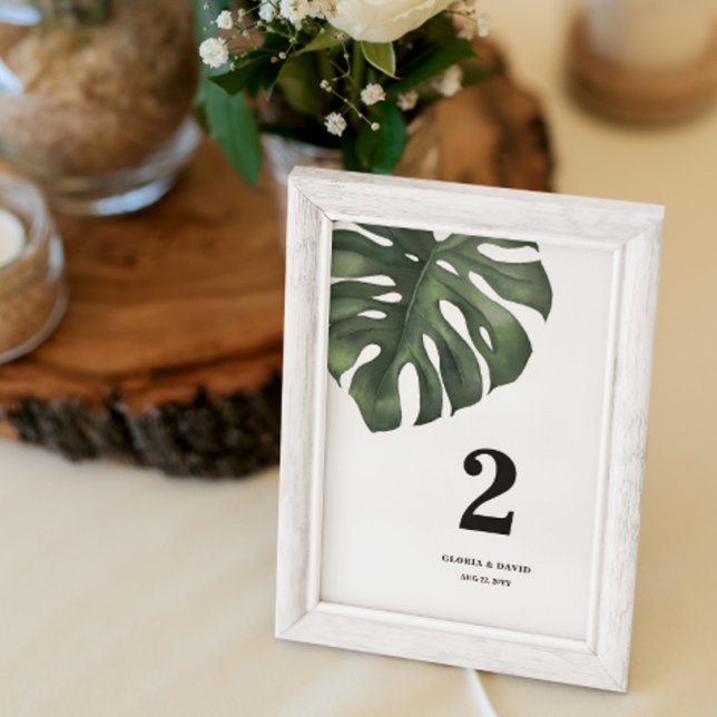 Green Monstera Leaf Wedding Tischnummer (Von Creator hochgeladen)