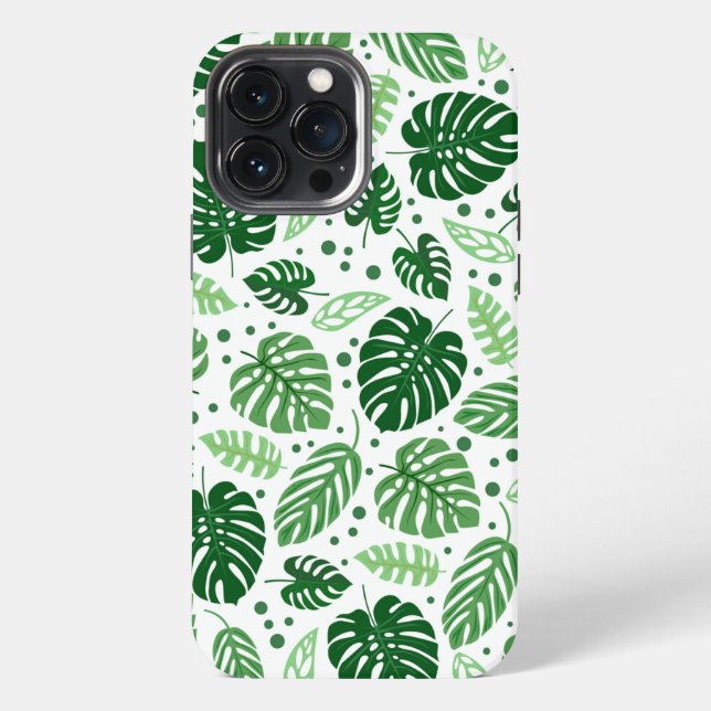 Green Monstera Muster iPhone 13 Pro Max Hülle (Rückseite)