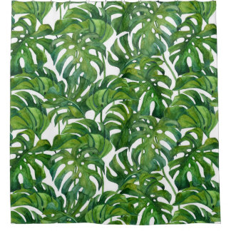 Green Monstera Verlasse tropisch nahtlos Duschvorhang