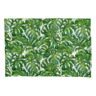 Green Monstera Verlasse tropisch nahtlos Kissenbezug