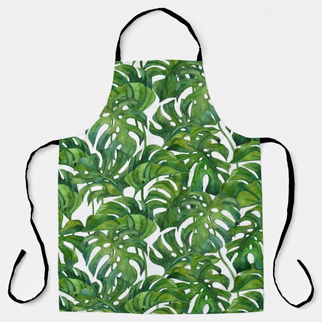 Green Monstera Verlasse tropisch nahtlos Schürze (Vorderseite)