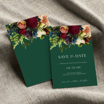 Green Moody floral Burgundy Hochzeit Speichern Sie