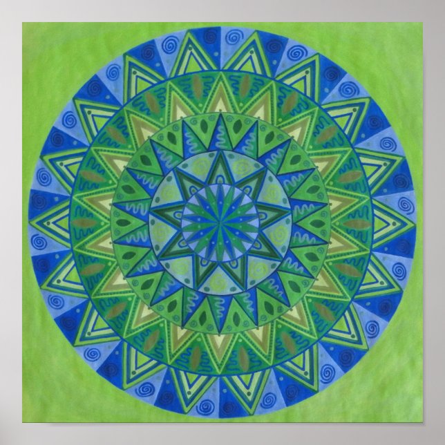 Green Moon Mandala Poster (Vorne)