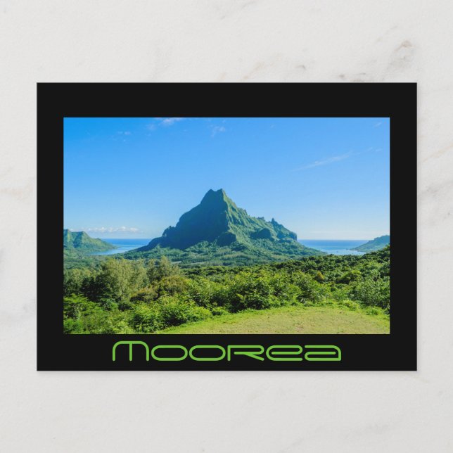 Green Moorea Schwarzer Text Postkarte (Vorderseite)