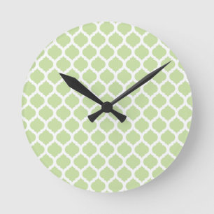 Green Moroccan Pattern Wall Clocks Runde Wanduhr
