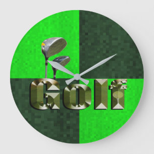 Green Mosaic Golf Clubs, Wall Clock Große Wanduhr