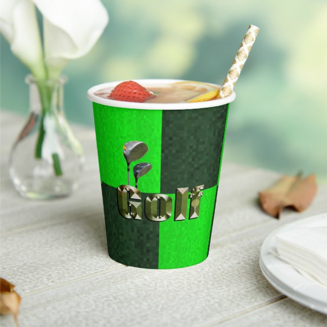 Green Mosaik Golf Clubs, Paper Party Cups Pappbecher (In Situ)