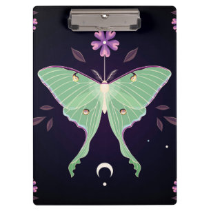 Green Moth Lila Blume   Moth Clipboard Klemmbrett