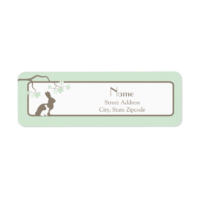 Green Mother and Baby Bunny Address Label (Vorne)