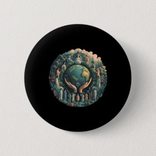 Green Mother Earth Day Gaia Rette unsere Planet Wo Button