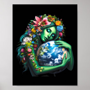 Green Mother Earth Day Gaia Rette unsere Planet Wo Poster