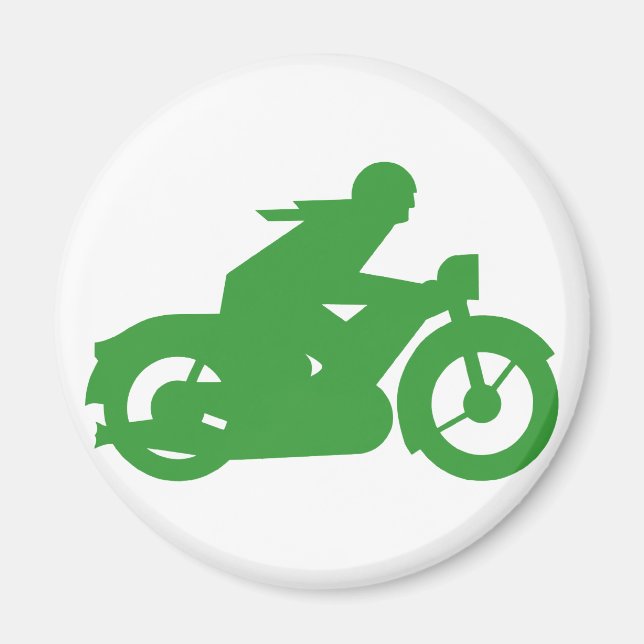 Green Motorbiker-Zeichen Magnet (Vorne)