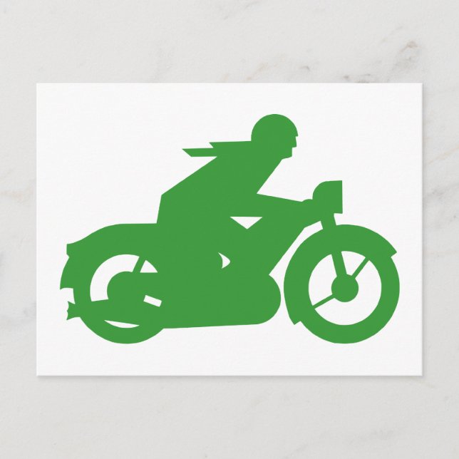 Green Motorbiker-Zeichen Postkarte (Vorderseite)