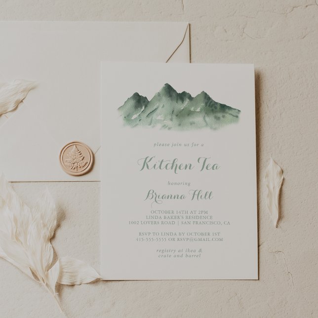 Green Mountain Country Kitchen Tee Brautparty Einladung (Von Creator hochgeladen)