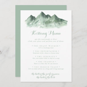 Green Mountain Mariage Kissing Menu Carte de jeu