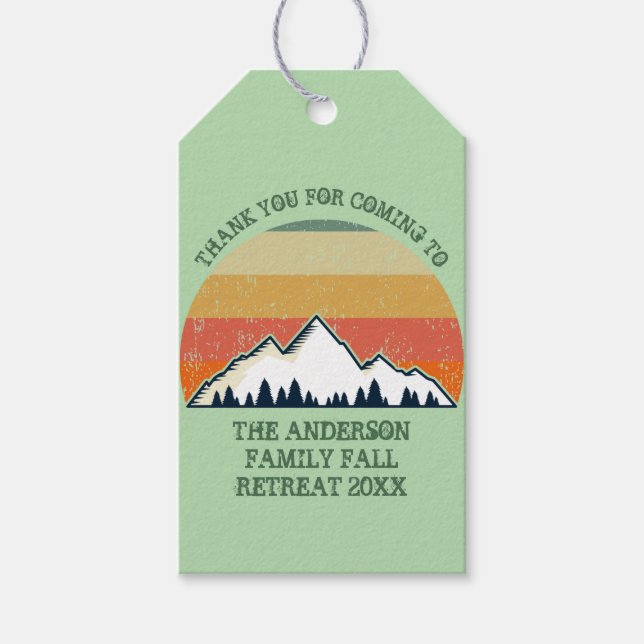 Green Mountain Sunset Forest Family Wiedersehen Pa Geschenkanhänger (Vorderseite)